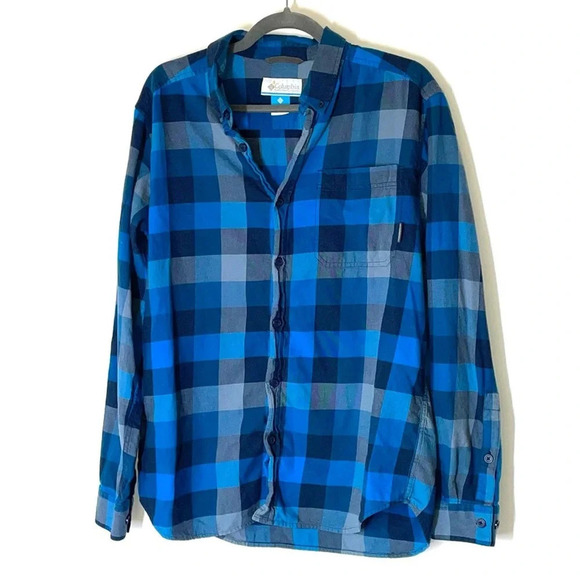 Columbia Out and Back™ II Long Sleeve Button Up Shirt Blue Size Medium - Picture 1 of 7